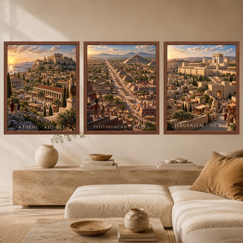 Teotihuacan 400 CE Reconstructed Cityscape, Pyramid of the Sun, Mesoamerican History Print (Digital Download) image 9