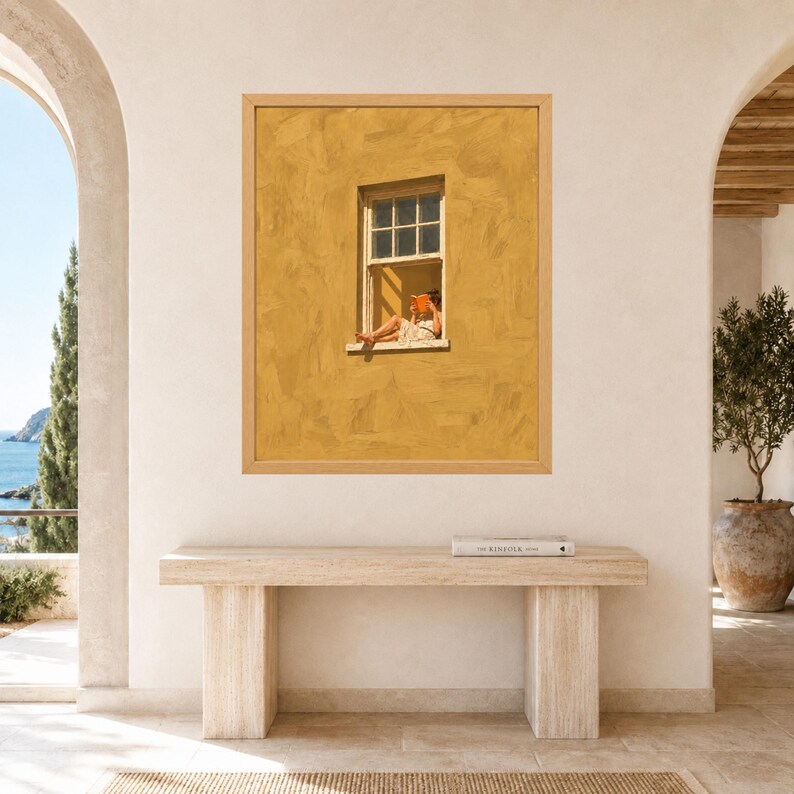 Woman Reading Window Print, Mustard Yellow Wall Art, Book Lover Decor (Digital Download) image 8