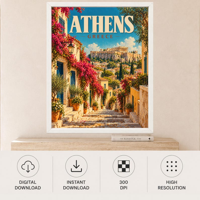 Athens Greece Travel Poster, Acropolis Wall Art, Parthenon Print, Mediterranean City Decor, Digital Download image 11