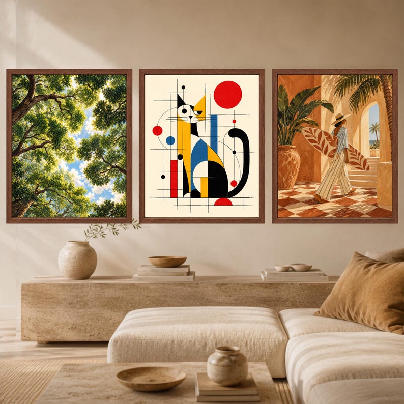 Bauhaus Geometric Cat Print, Mid-Century Modern Abstract Art (Digital Download) image 9