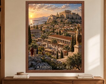 Ancient Athens 430 BCE Wall Art, Acropolis Parthenon Print (Digital Download)