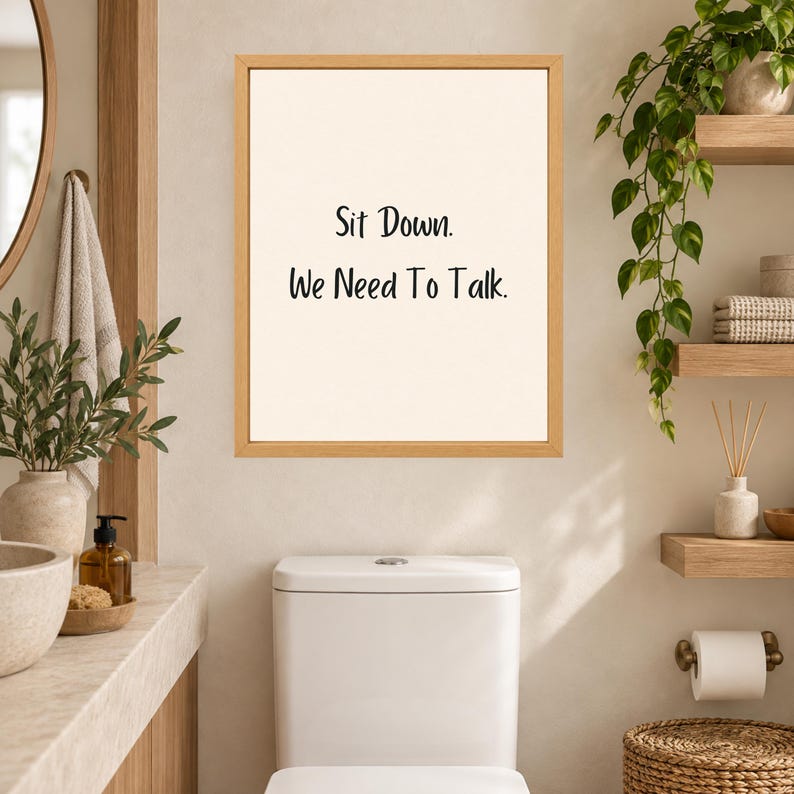 Funny Bathroom Print, Toilet Humor Wall Art, Minimalist Black Lettering (Digital Download) image 10
