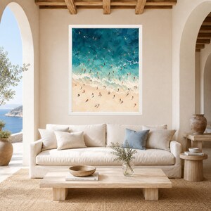 Aerial Beach Swimmers Print, Turquoise Ocean Wall Art (Digital Download) image 3