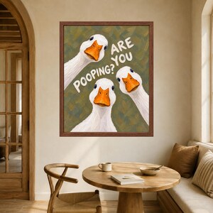 Funny Goose Bathroom Print, Sage Green Toilet Humor Art (Digital Download) bild 5