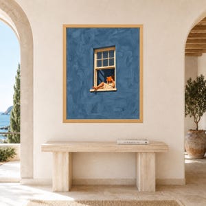 Woman Reading Window Print, Dusty Blue Wall Art, Book Lover Decor (Digital Download) image 7
