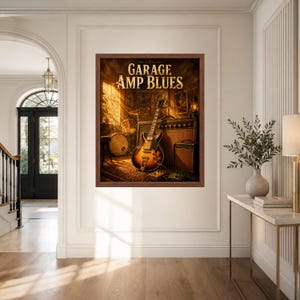 Vintage affisch för bluesgitarrförstärkare, konst för garagerepetitionsrum (digital nedladdning) bild 8