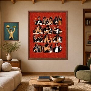 Italian Dining Scene Print, Red Restaurant Art, Wine Pasta Poster (Digital Download) image 7