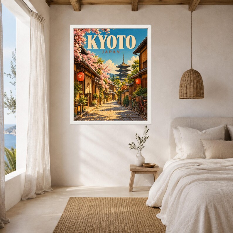 Kyoto Travel Poster, Yasaka Pagoda, Cherry Blossom Japan Print (Digital Download) image 5