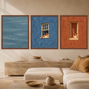 Woman Reading Window Print, Dusty Blue Wall Art, Book Lover Decor (Digital Download) image 9