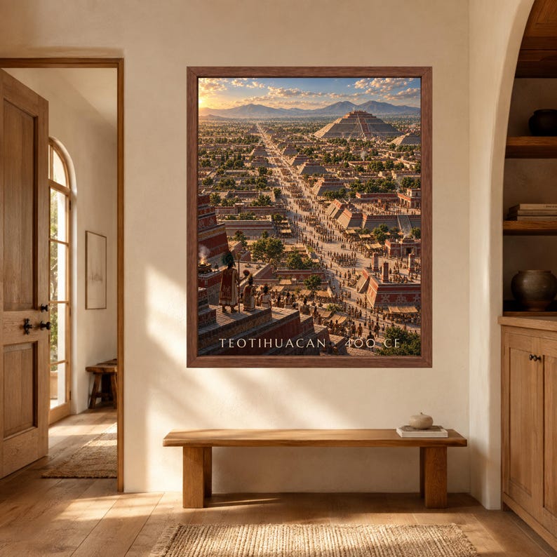 Teotihuacan 400 CE Reconstructed Cityscape, Pyramid of the Sun, Mesoamerican History Print (Digital Download) image 8