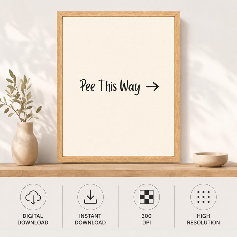 Pee This Way Bathroom Sign, Funny Bathroom Wall Art, Toilet Humor Print, Digital Download image 11