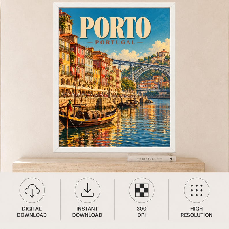 Porto Portugal Travel Poster, Douro River, Dom Luis Bridge Print (Digital Download) image 11