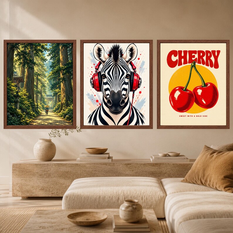 Zebra Headphones Wall Art, Funky Animal Music Print (Digital Download) image 9