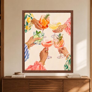 Colorful Cocktail Cheers Print, Girls Night Aperitivo Art (Digital Download) image 8