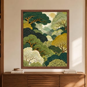 Wandbild mit Waldmotiv, grüner botanischer Druck, erdige Naturlandschaft (Digitaler Download) Bild 8