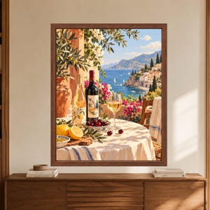 Mediterranean Wine and Lemon Print, Italian Coast Kitchen Decor (Digital Download) imagen 8