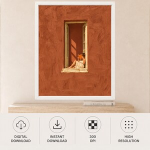 Terracotta Window Reading Nook Print, Mediterranean Book Lover Art (Digital Download) imagen 10