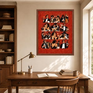Italian Dining Scene Print, Red Restaurant Art, Wine Pasta Poster (Digital Download) image 6