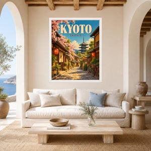 Kyoto Travel Poster, Yasaka Pagoda, Cherry Blossom Japan Print (Digital Download) image 3