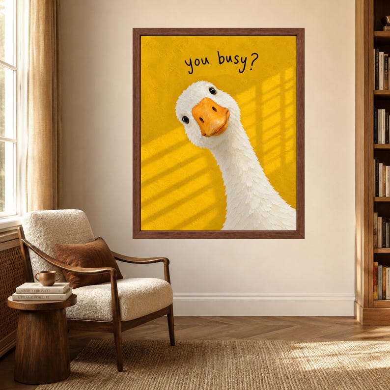 Funny Goose Print, You Busy? Yellow Animal Art (Digital Download) image 3