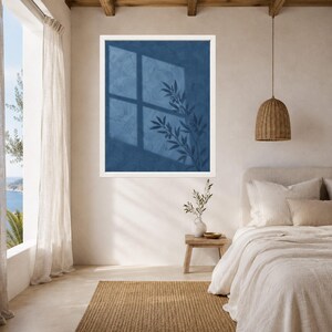 Blue Olive Branch Shadow Print, Minimalist Nature Wall Art (Digital Download) image 5