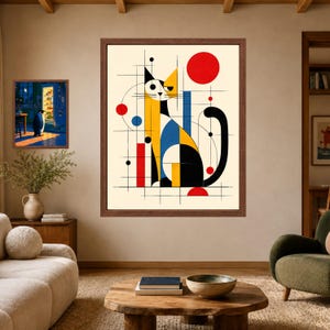 Bauhaus Geometric Cat Print, Mid-Century Modern Abstract Art (Digital Download) image 7