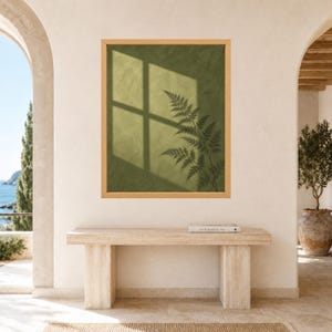 Sage Green Fern Shadow Print, Minimalist Nature Wall Art (Digital Download) image 8