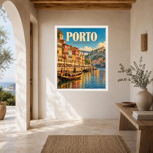 Porto Portugal Travel Poster, Douro River, Dom Luis Bridge Print (Digital Download) image 6