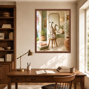 Whippet Bathroom Wall Art, Greyhound Dog Poster, Mediterranean Bathroom Print, Digital Download immagine 7