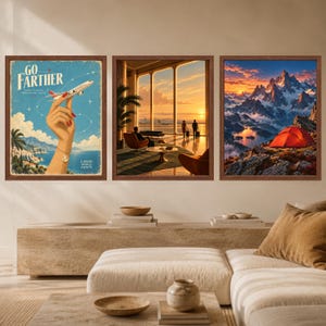 Kunstdruck einer Flughafenlounge im Stil der Mitte des 20. Jahrhunderts, Poster „Sunset Aviation“ (Digitaler Download) Bild 9