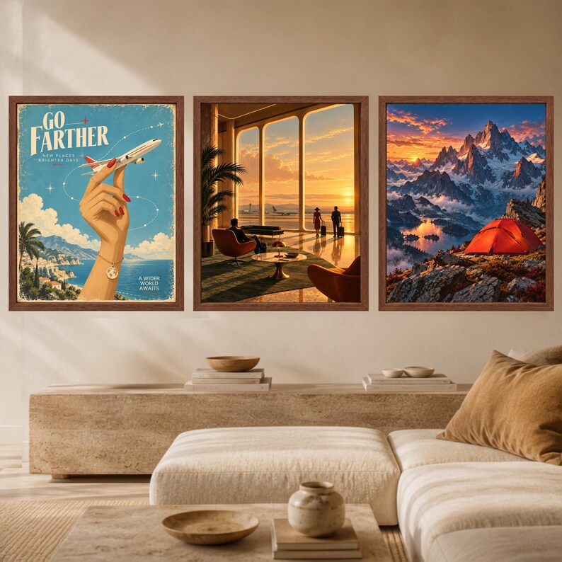 Kunstdruck einer Flughafenlounge im Stil der Mitte des 20. Jahrhunderts, Poster „Sunset Aviation“ (Digitaler Download) Bild 9