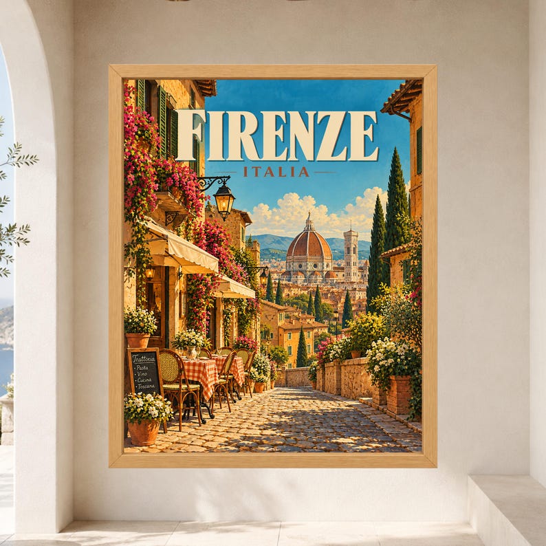 Florence Travel Poster, Duomo Wall Art, Italy Travel Print, Tuscany City Decor, Digital Download image 8