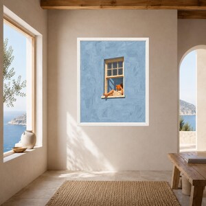 Woman Reading in Window Print, Soft Blue Wall Art, Book Lover Decor (Digital Download) image 7