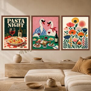 Funny Swan Dinner Party Print, Wine Lover Kitchen Decor (Digital Download) image 9