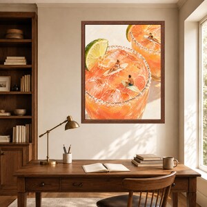 Lámina decorativa Margarita, póster de cóctel surfero, póster de bar tropical, decoración veraniega costera, descarga digital. imagen 6