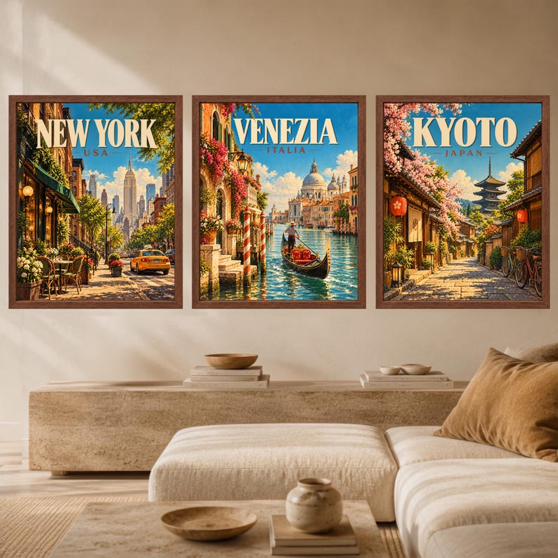 Venice Travel Poster, Gondola Wall Art, Venezia Italy Print, Grand Canal Decor, Digital Download image 10