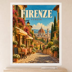 Florence Travel Poster, Duomo Wall Art, Italy Travel Print, Tuscany City Decor, Digital Download image 2