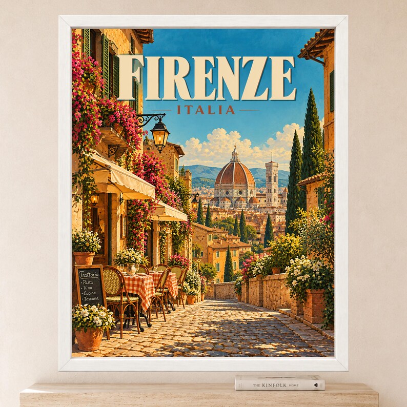 Florence Travel Poster, Duomo Wall Art, Italy Travel Print, Tuscany City Decor, Digital Download image 2