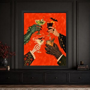 Halloween Cocktail Wall Art, Skeleton Cheers Print, Spooky Drinks (Digital Download) image 8