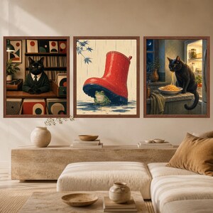 Japanese Woodblock Frog Under Red Boot Print, Whimsical Animal Art (Digital Download) image 9