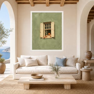 Woman Reading in Window Print, Sage Green Wall Art, Book Lover Decor (Digital Download) image 3