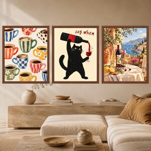 Funny Black Cat Wine Art Print, Say When Kitchen Poster (Digital Download) image 9