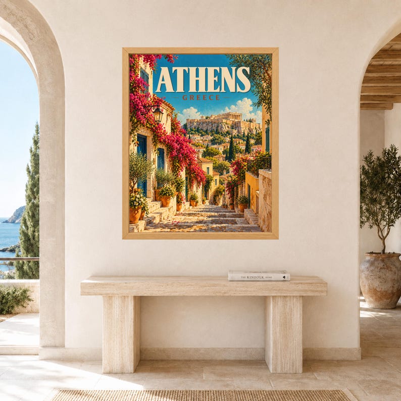 Athens Greece Travel Poster, Acropolis Wall Art, Parthenon Print, Mediterranean City Decor, Digital Download image 8