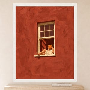 Woman Reading Window Print, Terracotta Wall Art, Book Lover Decor (Digital Download) afbeelding 2