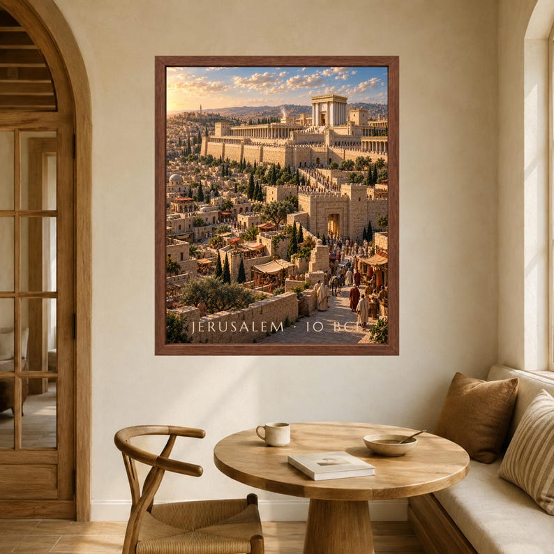 Jerusalem Wall Art, Second Temple Poster, Ancient Jerusalem Print, Biblical Archaeology Decor, Digital Download image 5