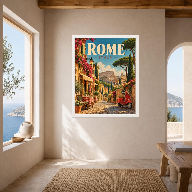 Rome Travel Poster, Colosseum Wall Art, Italy Travel Print, Italian City Decor, Digital Download image 7
