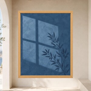 Blue Olive Branch Shadow Print, Minimalist Nature Wall Art (Digital Download) image 8