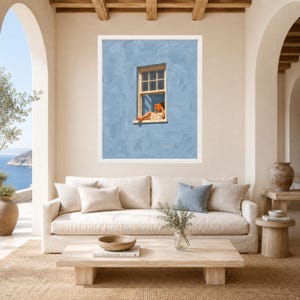 Woman Reading in Window Print, Soft Blue Wall Art, Book Lover Decor (Digital Download) image 3