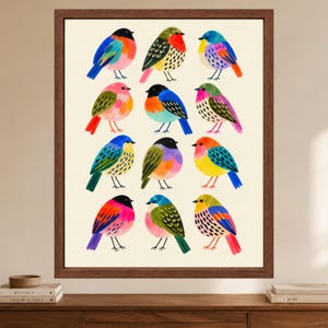 Colorful Folk Art Bird Print, Whimsical Nature Decor (Digital Download) image 2