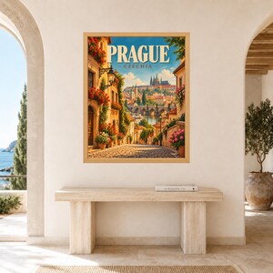 Prague Travel Poster, Charles Bridge Wall Art, Prague Castle Czech Republic Print, Digital Download image 8
